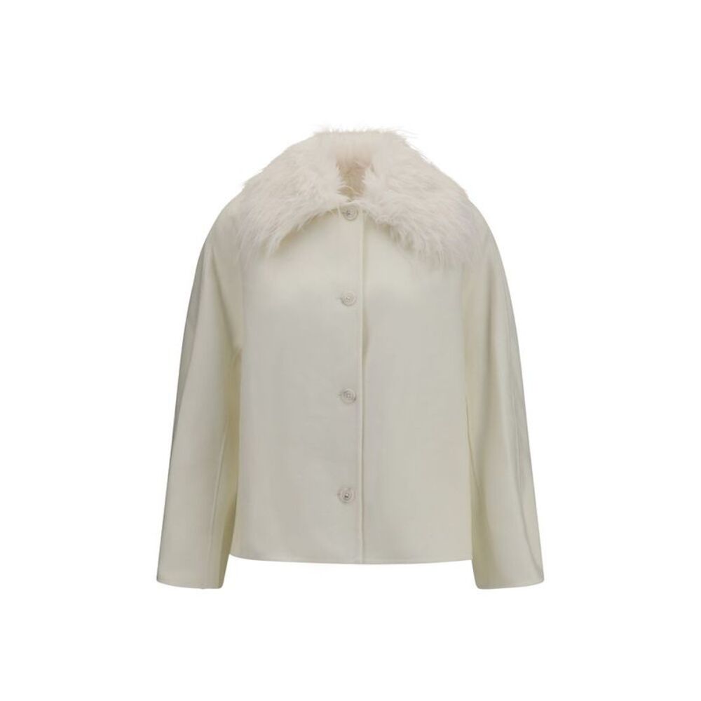Loulou De Saison White Wool Oves Aries Full-Length Women's Jacket